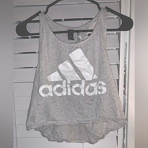 Heathered White Adidas crop top
